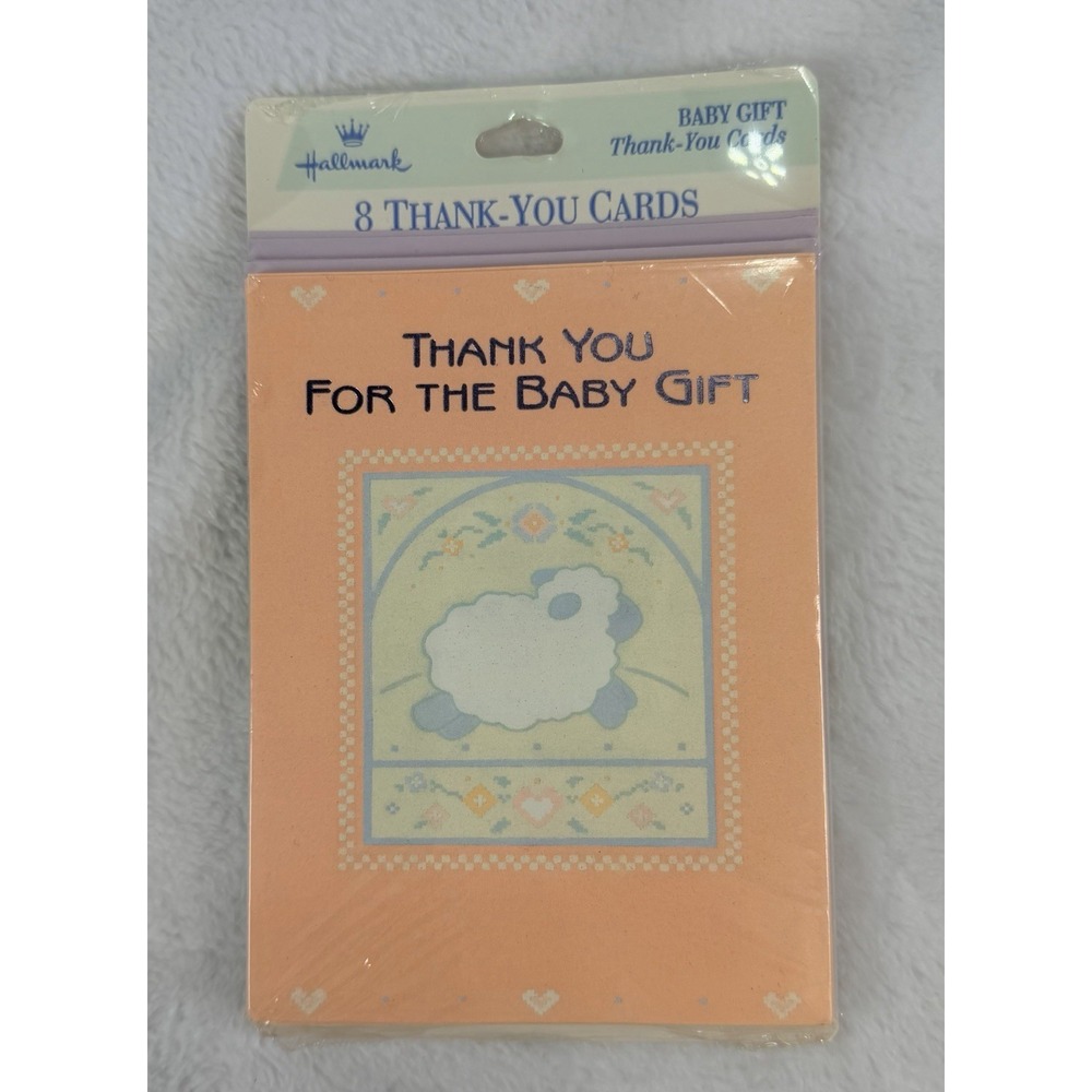 Vintage Hallmark Baby Shower Gift Pink 8 Thank You Cards with Envelopes Sealed